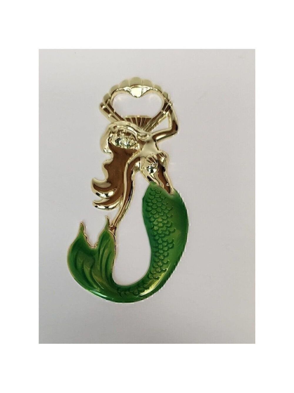 𝅺Gold Metal & Green Enamel Mermaid Bottle Opener by Blush